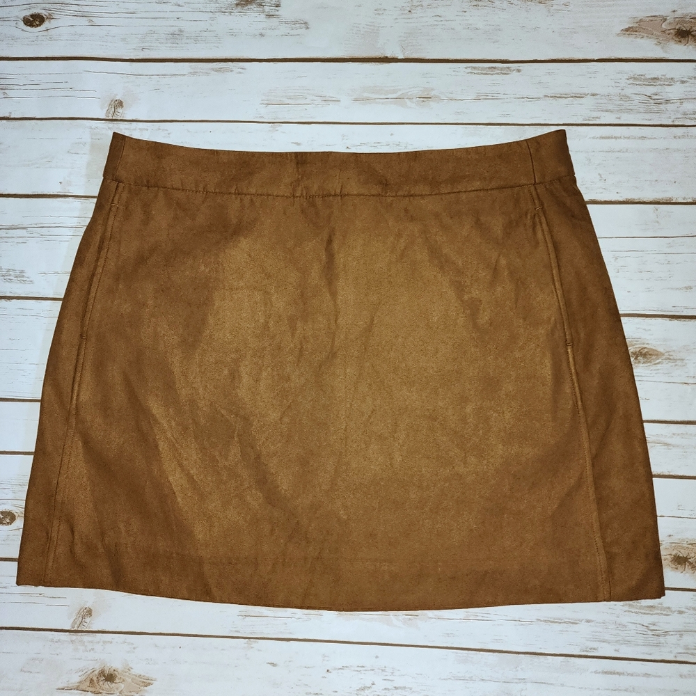 Faux-suede mini skirt J. Crew size 18 Walnut Tan